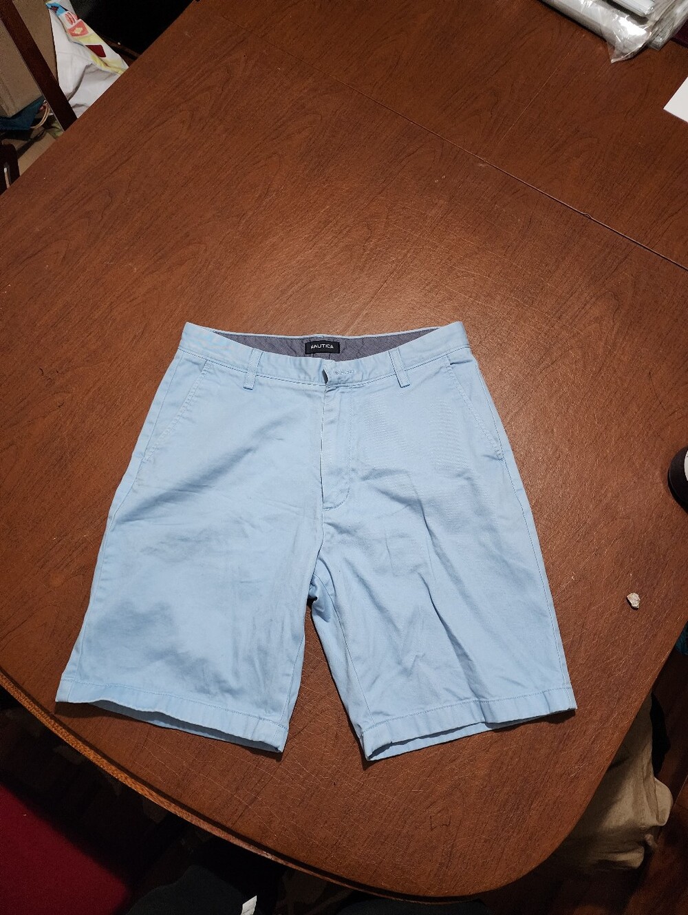 Nautica Men's Pale Blue Flat Front Chino Shorts